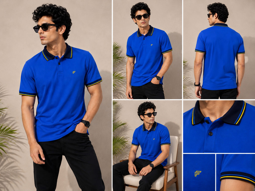 Sky Blue Contrast Polo Shirt