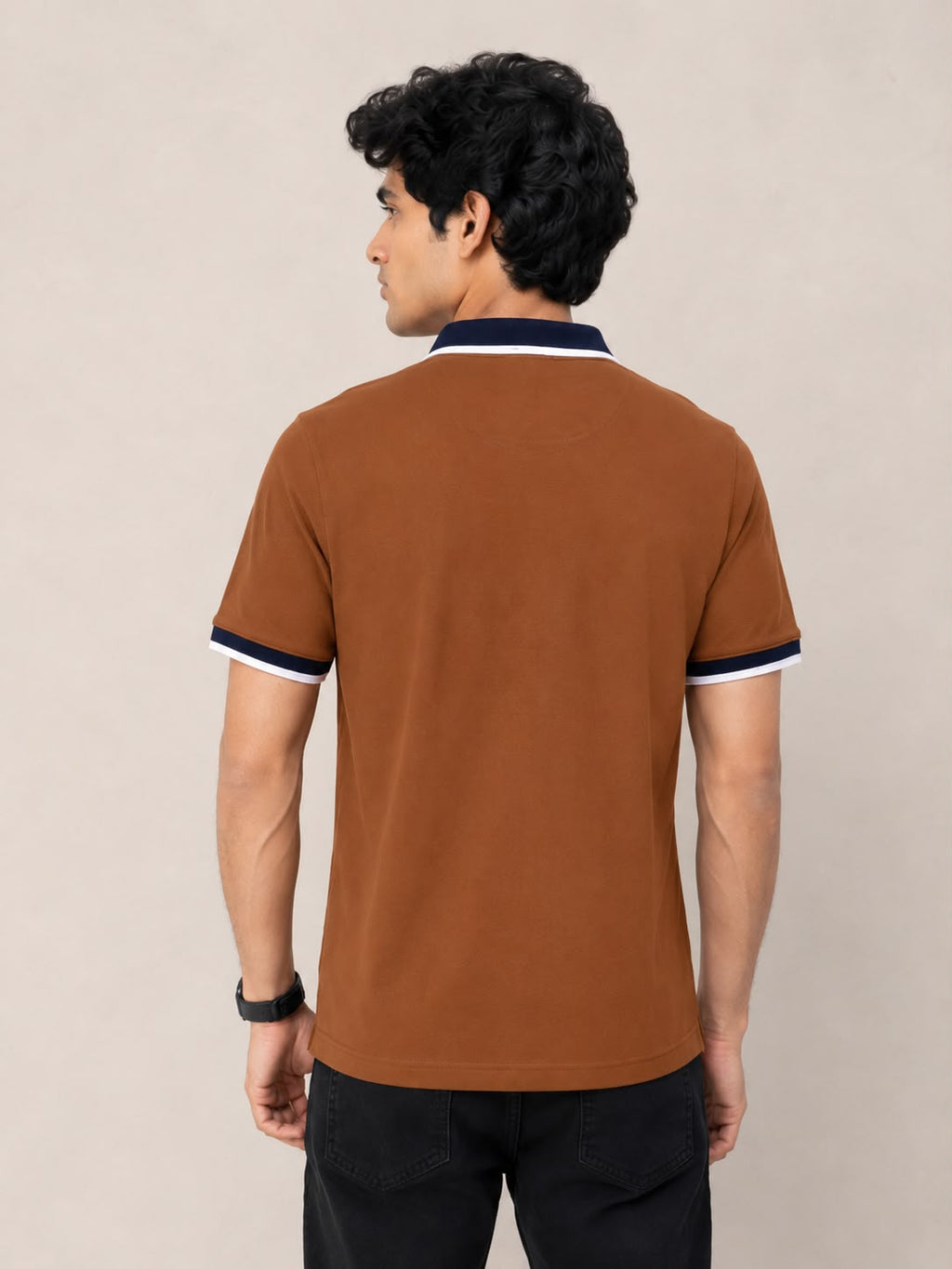 Classic Camel Contrast Polo Shirt