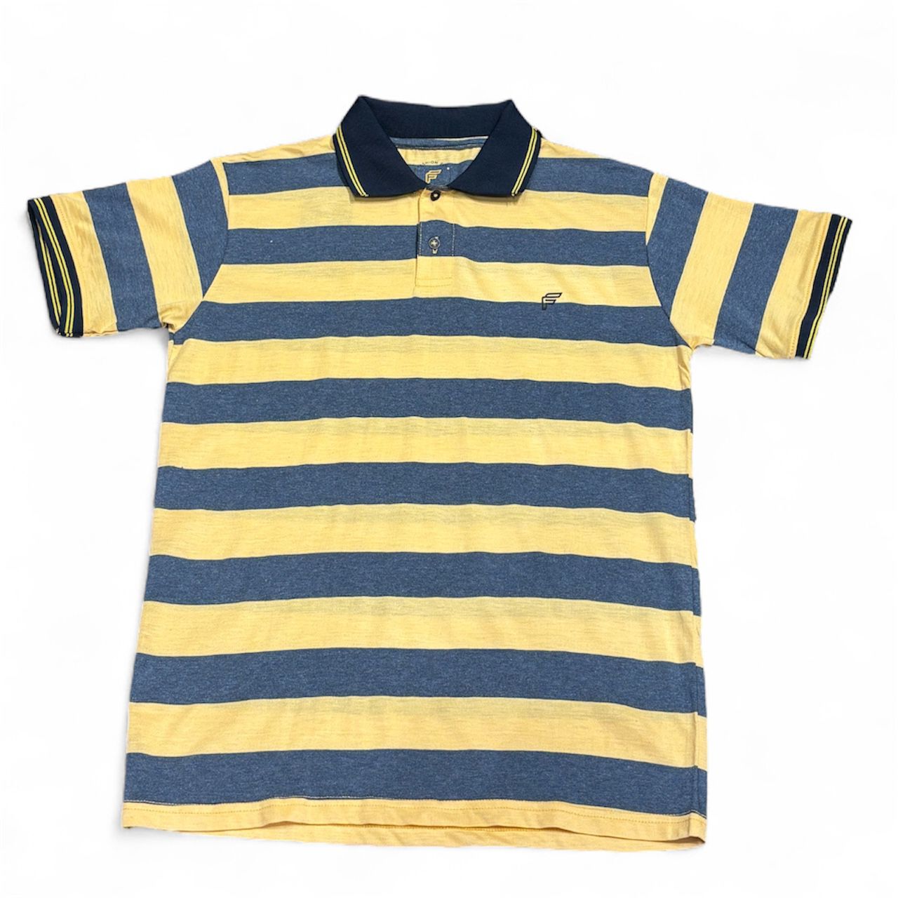 Yellow & Navy Striped Polo Shirt
