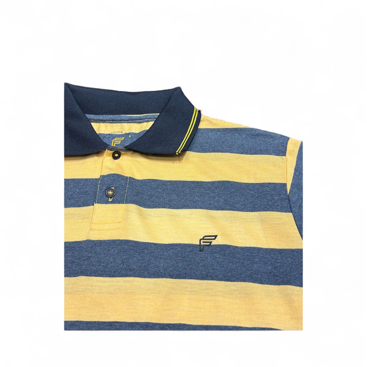 Yellow & Navy Striped Polo Shirt