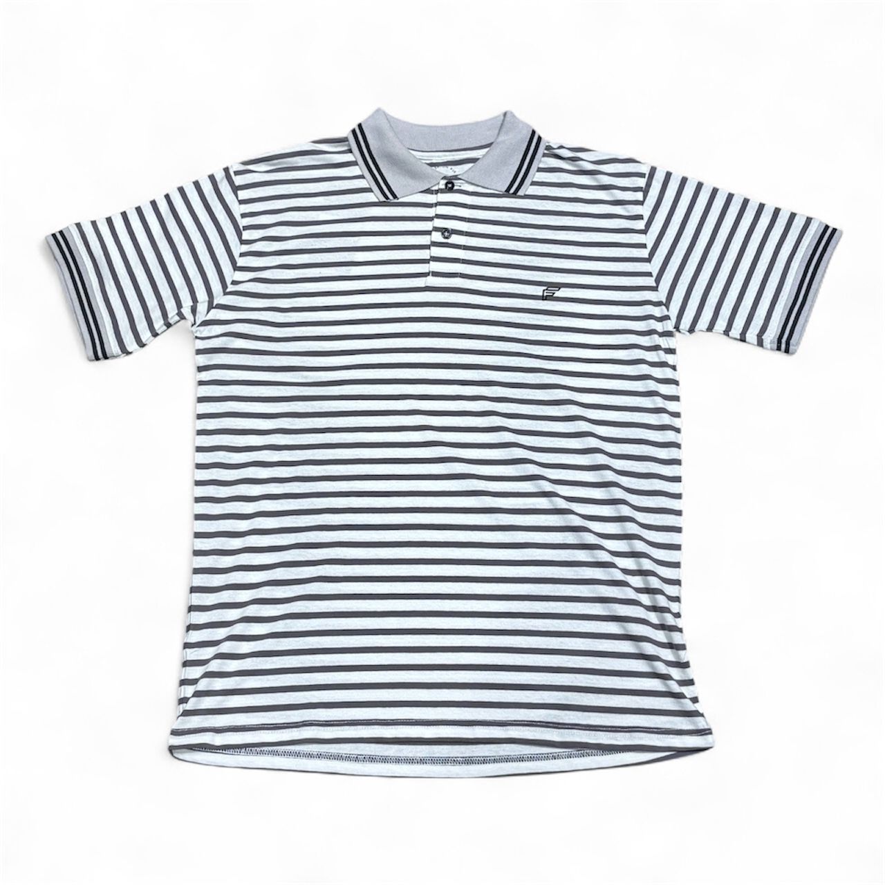 White & Black Striped Polo Shirt