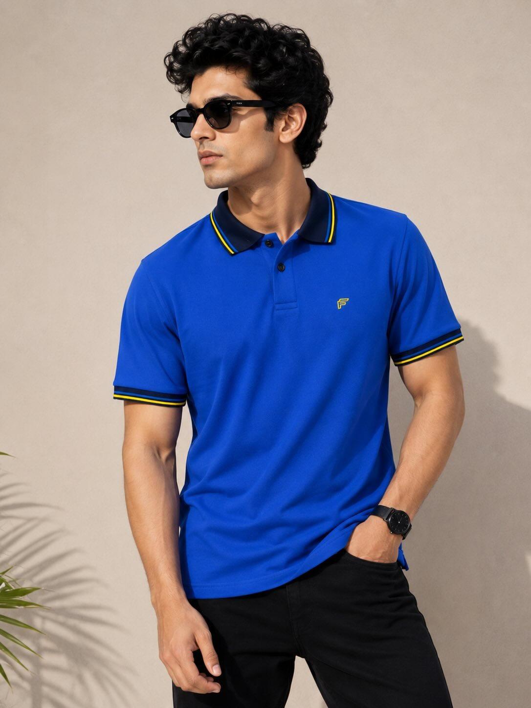 Sky Blue Contrast Polo Shirt