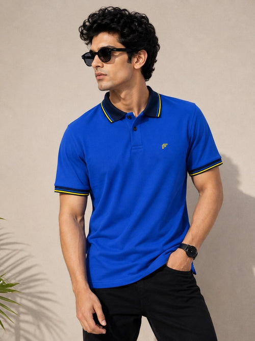 Sky Blue Contrast Polo Shirt