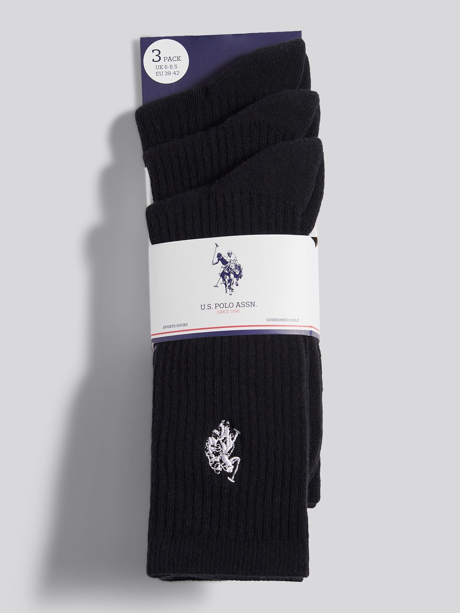 Mens 3 Pack Classic Sport Socks in Black Bright White